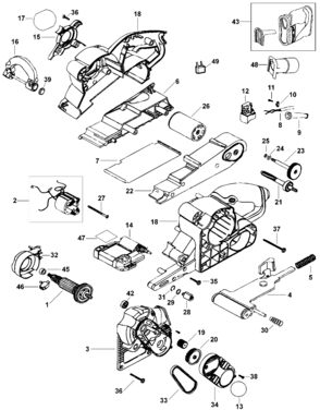 Default Diagram and Parts List for DS321-B2C Type 1 Black and Decker Sander